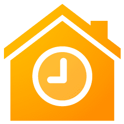 Illustration of an isolated house icon with a clock