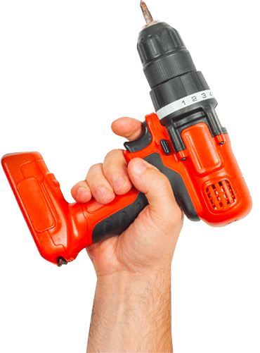 Power drill in hand